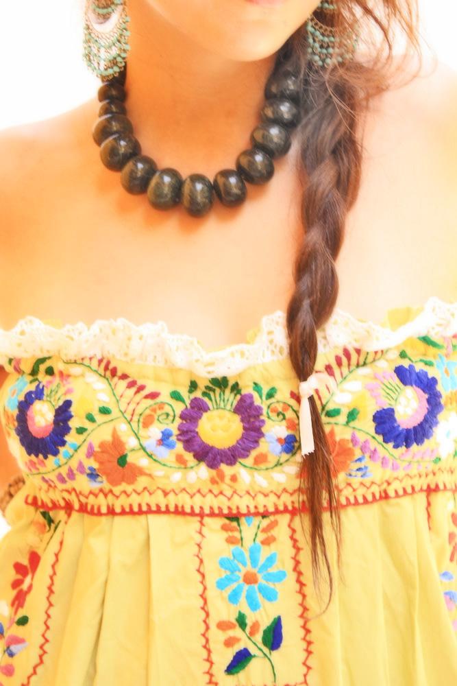 Tierra strapless  embroidered traditional mexican dress
