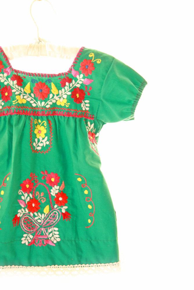 Jade Mexican embroidered dress Baby Coronado puff sleeves