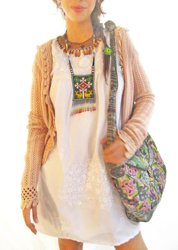 Off white embroidered Ethnic Fairy  tunic dress