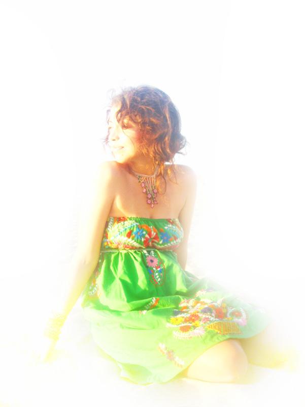 Jade Strapless Mexican embroidered boho hippie dress 