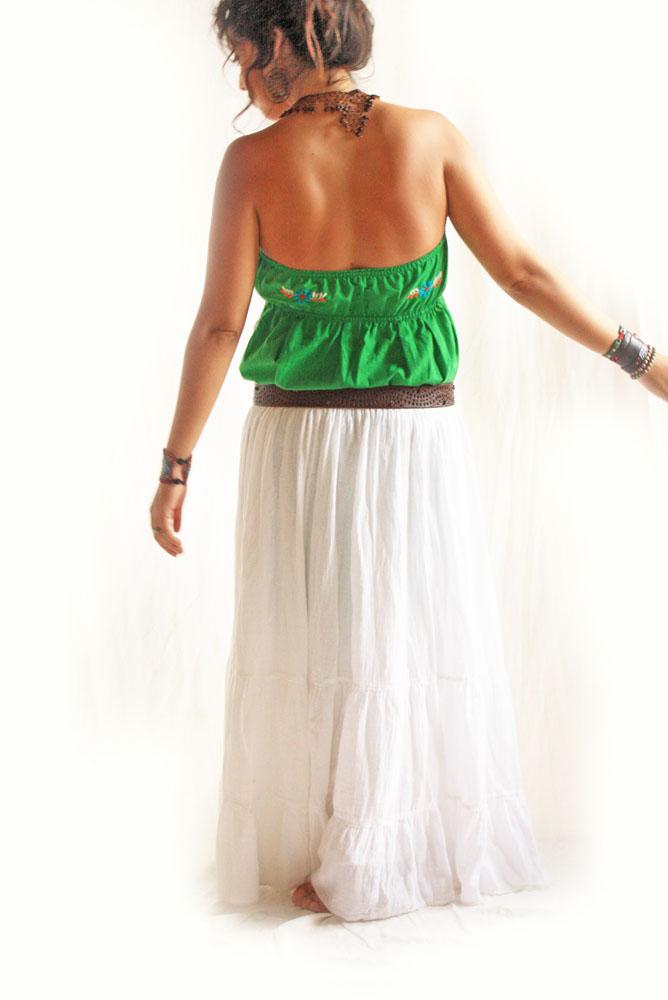 Vintage bohemian off white cotton skirt slip  