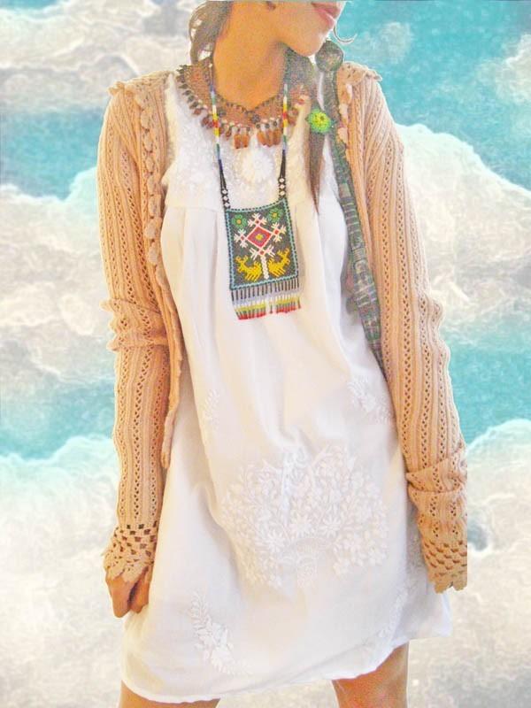 Off white embroidered Ethnic Fairy  tunic dress