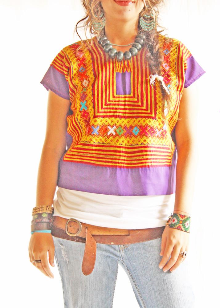 Tehuana Enamorado Huipil  vtg Mexican embroidered blouse