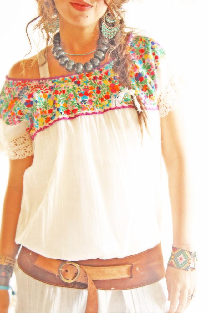 Mariana cap sleeve embroidered Mexican blouse