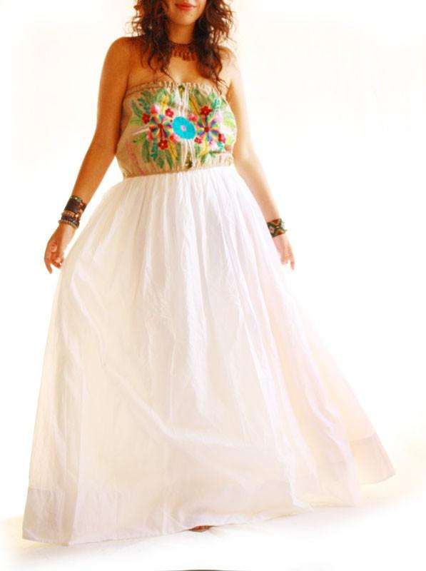 Nature Lover embroidered Goddess Mexican party wedding dress