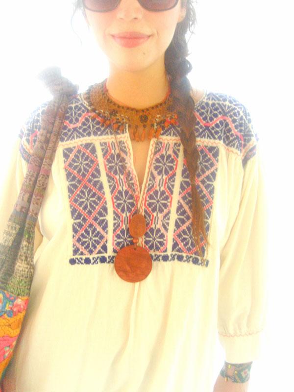 Blue Peyote Moon embroidered ethnic blouson
