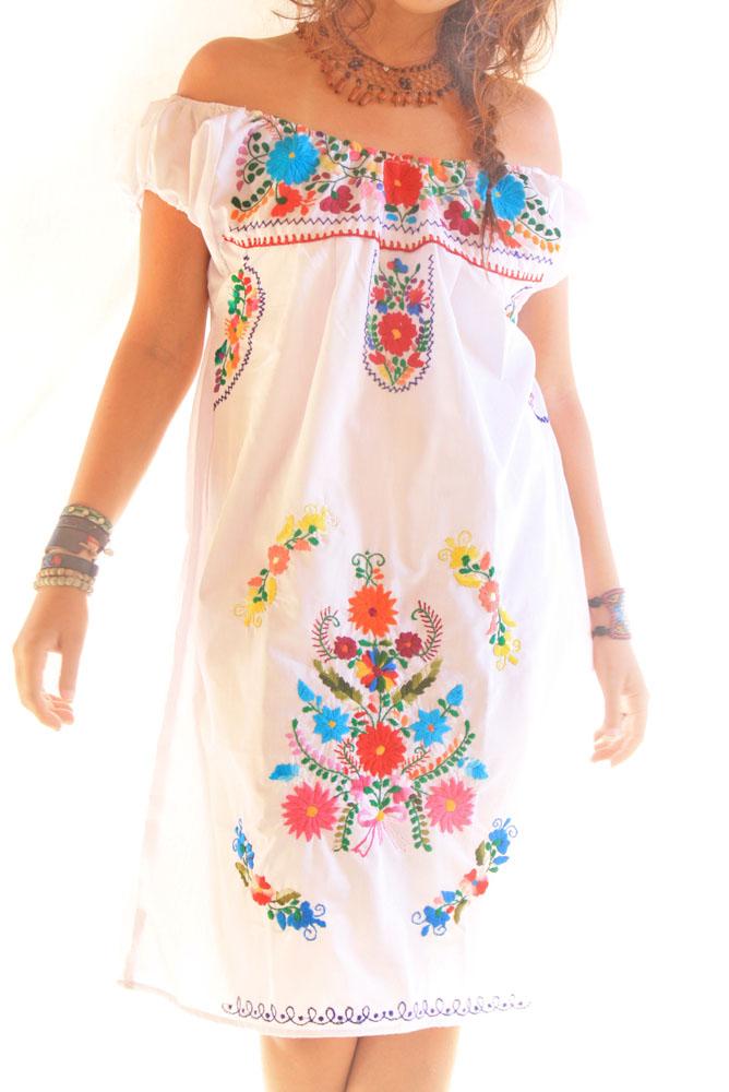 Mexican embroidered dress off shoulder