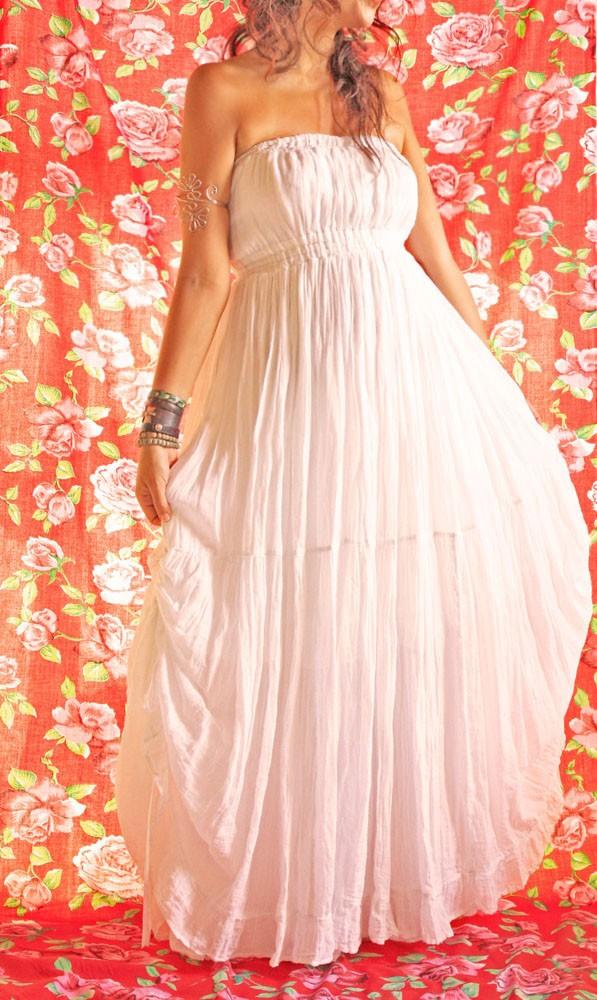 chinese dress ladies White Lace Bohemian Maxi Dress 