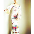 Mermaid Mexican maxi dress embroidered boho bell sleeves