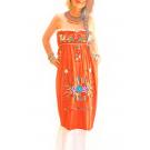 Fuego ruffled embroidered orange bohemian chic Mexican Maxi dress