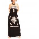 La Flaca Mexican maxi boho strapless embroidered dress