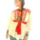 Purple and Red peyote flowers vig Mexican embroidered tunic top
