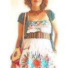 Peace floral Mexican embroidered strapless bubble top dress