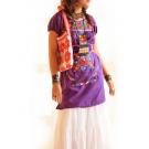 Purple Joy Mexican embroidered Dress