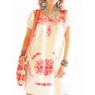 Pink Flowers Mexico embroidered tunic dress