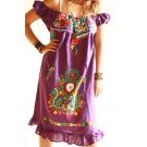 Purple Love boho hippie Mexican embroidered Dress 